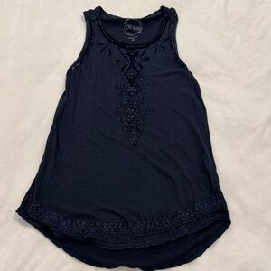 NEW | Lucky Brand Navy Embroidered Tank Top